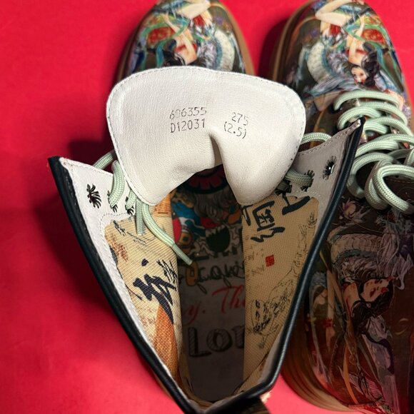 Men’s High-Top Canvas Boots Size 275 (US 9.5–10) – Chinese Art Print – Lace-Up - Picture 7 of 12